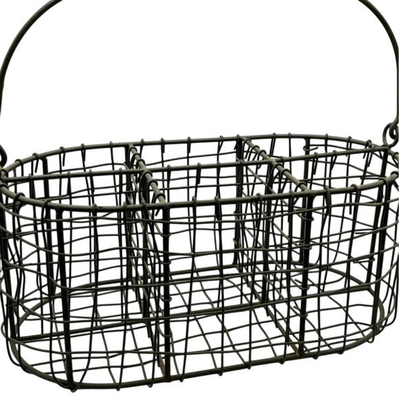 Rustic Country Farmhouse Metal Wire Silverware Napkin Caddy Farmhouse w/ Handle - Picture 1 of 8